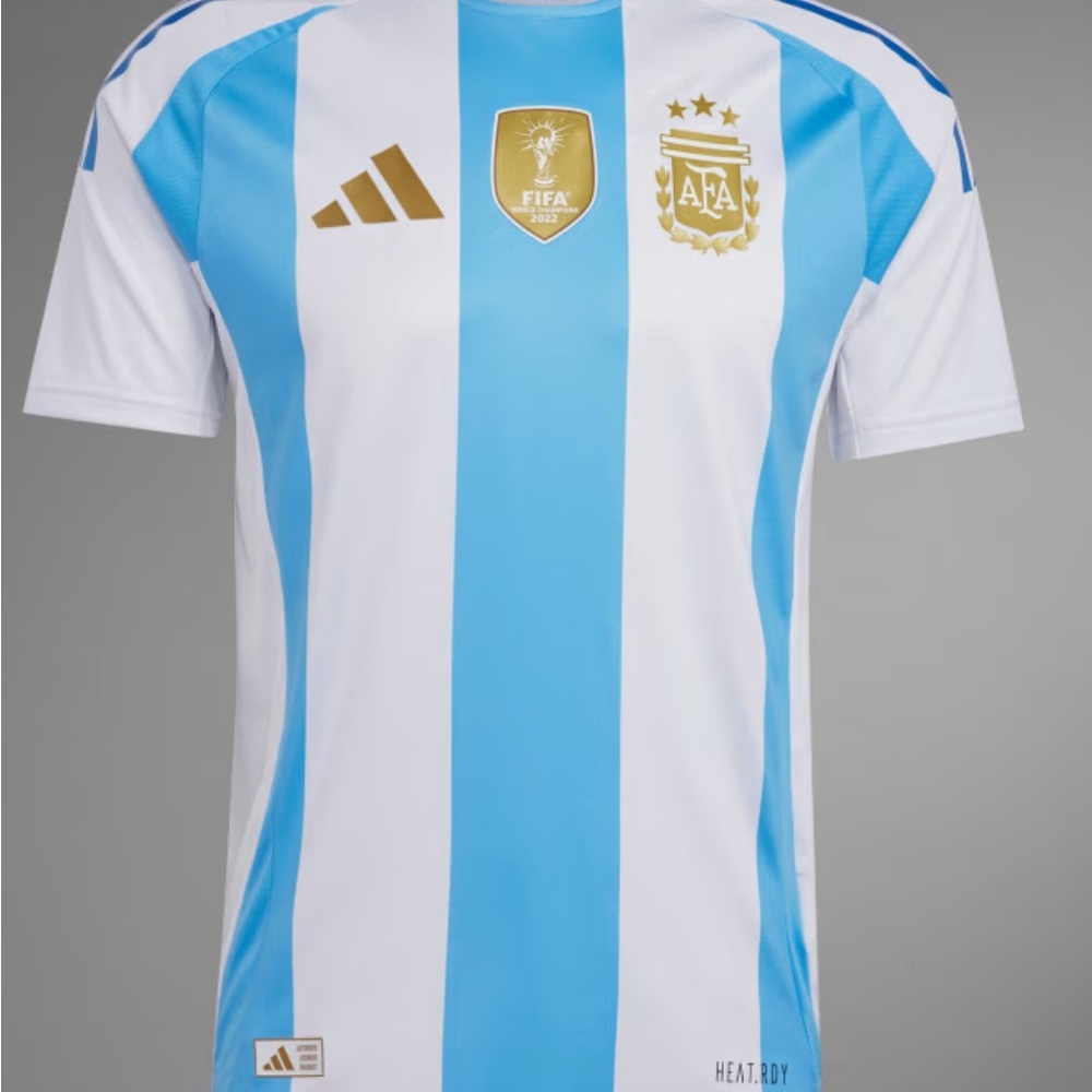 Adidas Blue and White Striped Soccer Jersey
